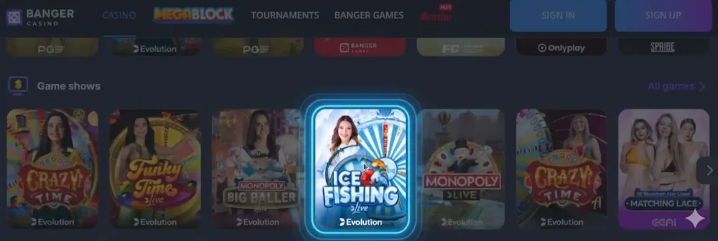 ice fishing banger casino